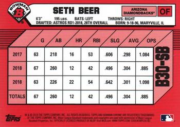 2019 Bowman Draft - 1989 Bowman 30th Anniversary #B30-SB Seth Beer Back