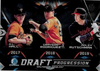 2019 Bowman Draft - Draft Progression #DPR-BAL D.L. Hall / Grayson Rodriguez / Adley Rutschman Front
