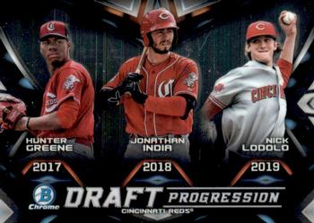 2019 Bowman Draft - Draft Progression #DPR-CIN Hunter Greene / Jonathan India / Nick Lodolo Front
