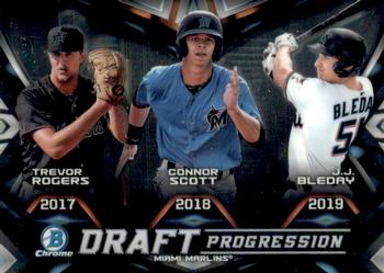 2019 Bowman Draft - Draft Progression #DPR-MIA Trevor Rogers / Connor Scott / J.J. Bleday Front