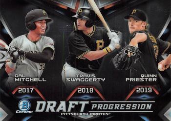 2019 Bowman Draft - Draft Progression #DPR-PIT Cal Mitchell / Travis Swaggerty / Quinn Priester Front
