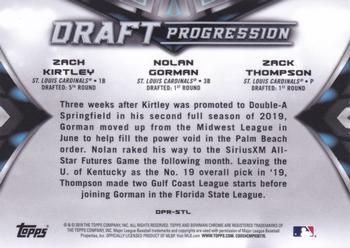 2019 Bowman Draft - Draft Progression Green Refractor #DPR-STL Zack Thompson / Nolan Gorman / Zach Kirtley Back