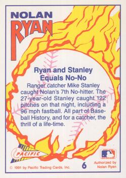 1991 Pacific Nolan Ryan Texas Express I - 7th No Hitter Silver Holofoil #6 Nolan Ryan Back