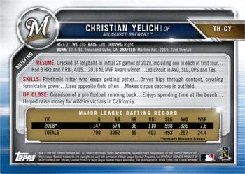 2019 Topps Bowman Holiday #TH-CY Christian Yelich Back