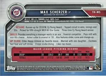 2019 Topps Bowman Holiday #TH-MS Max Scherzer Back
