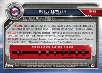 2019 Topps Bowman Holiday #TH-RL Royce Lewis Back