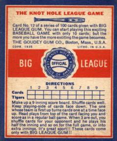 1935 Goudey Knot Hole League Game (R325) #12 Foul / Force Out Back