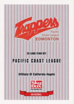 1992 SkyBox Team Sets AAA #NNO Edmonton Trappers Checklist Front