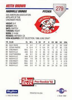 1992 SkyBox Team Sets AAA #279 Keith Brown Back