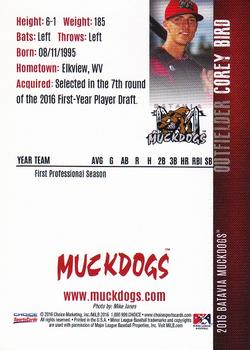 2016 Choice Batavia Muckdogs #02 Corey Bird Back