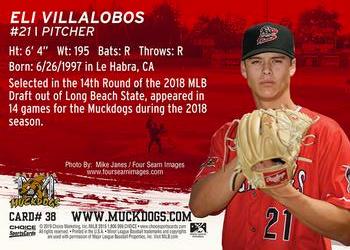 2019 Choice Batavia Muckdogs #38 Eli Villalobos Back