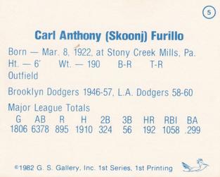 1982 G.S. Gallery All-Time Greats #5 Carl Furillo Back