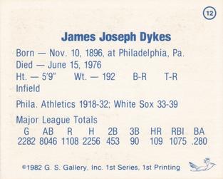 1982 G.S. Gallery All-Time Greats #12 Jimmie Dykes Back