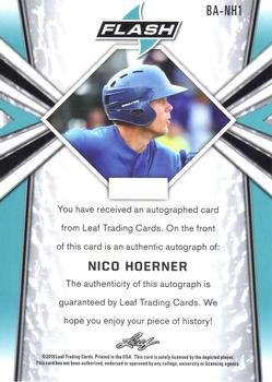 2019 Leaf Flash #BA-NH1 Nico Hoerner Back