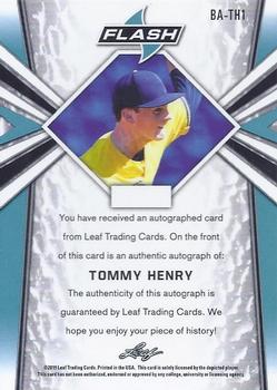 2019 Leaf Flash #BA-TH1 Tommy Henry Back