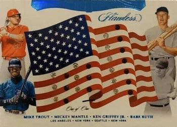 2019 Panini Flawless - American Flag Gems #AMERICA Mickey Mantle / Mike Trout / Ken Griffey Jr. / Babe Ruth Front