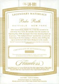 2019 Panini Flawless - Legendary Materials #LM-BR1 Babe Ruth Back