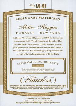 2019 Panini Flawless - Legendary Materials #LM-MH Miller Huggins Back