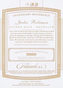2019 Panini Flawless - Legendary Materials Ruby #LM-JR Jackie Robinson Back