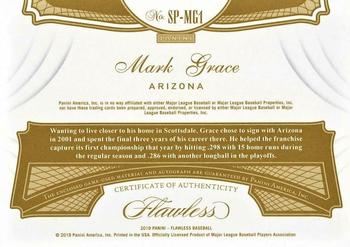 2019 Panini Flawless - Signature Patches Sapphire #SP-MG1 Mark Grace Back