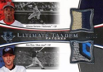 2006 Upper Deck Ultimate Collection - Tandem Materials Patches #UT-AA Alfonso Soriano / Alex Rios Front