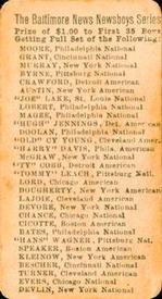 1911 Baltimore News Newsboys Series (M131) #NNO Ty Cobb Back