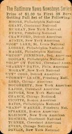 1911 Baltimore News Newsboys Series (M131) #NNO Joe Lake Back