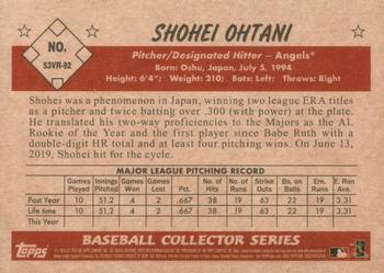 2019 Bowman Heritage #53VR-92 Shohei Ohtani Back