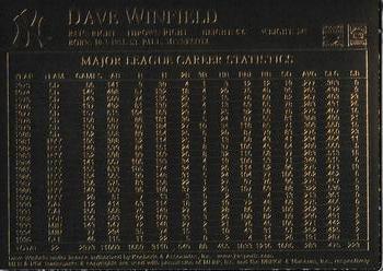 2003 Danbury Mint 22 kt Gold Yankees Greats #NNO Dave Winfield Back