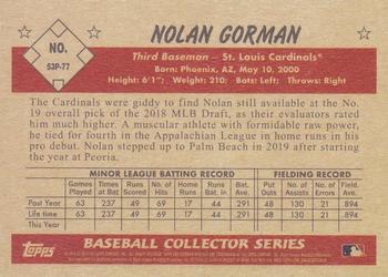 2019 Bowman Heritage - Prospects #53P-77 Nolan Gorman Back
