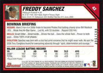 2007 Bowman - Blue #42 Freddy Sanchez Back