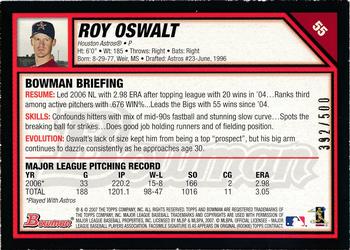 2007 Bowman - Blue #55 Roy Oswalt Back