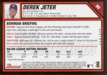 2007 Bowman - Blue #90 Derek Jeter Back