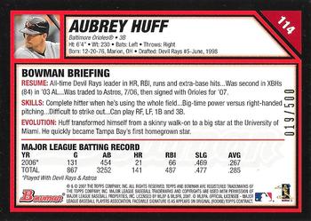 2007 Bowman - Blue #114 Aubrey Huff Back
