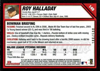 2007 Bowman - Blue #149 Roy Halladay Back