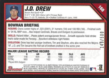 2007 Bowman - Blue #168 J.D. Drew Back