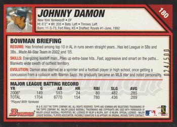 2007 Bowman - Blue #180 Johnny Damon Back
