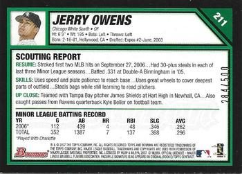 2007 Bowman - Blue #211 Jerry Owens Back