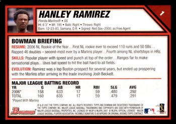 2007 Bowman - Gold #1 Hanley Ramirez Back