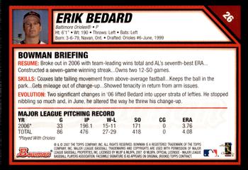 2007 Bowman - Gold #26 Erik Bedard Back