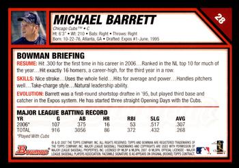 2007 Bowman - Gold #28 Michael Barrett Back