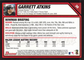 2007 Bowman - Gold #30 Garrett Atkins Back