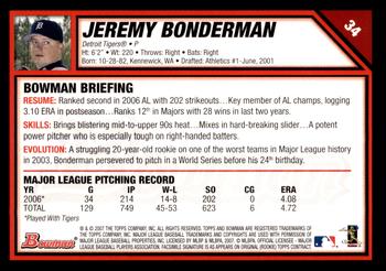 2007 Bowman - Gold #34 Jeremy Bonderman Back