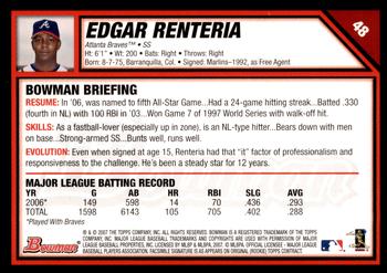 2007 Bowman - Gold #48 Edgar Renteria Back