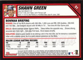 2007 Bowman - Gold #51 Shawn Green Back