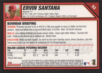 2007 Bowman - Gold #53 Ervin Santana Back