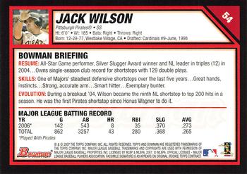 2007 Bowman - Gold #54 Jack Wilson Back