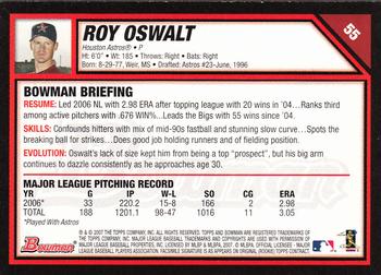 2007 Bowman - Gold #55 Roy Oswalt Back