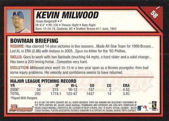 2007 Bowman - Gold #58 Kevin Millwood Back