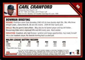2007 Bowman - Gold #60 Carl Crawford Back